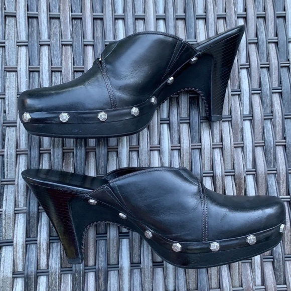 Cole Haan Shoes - Cole Haan Kenna Clog Black Leather Studded Mules
